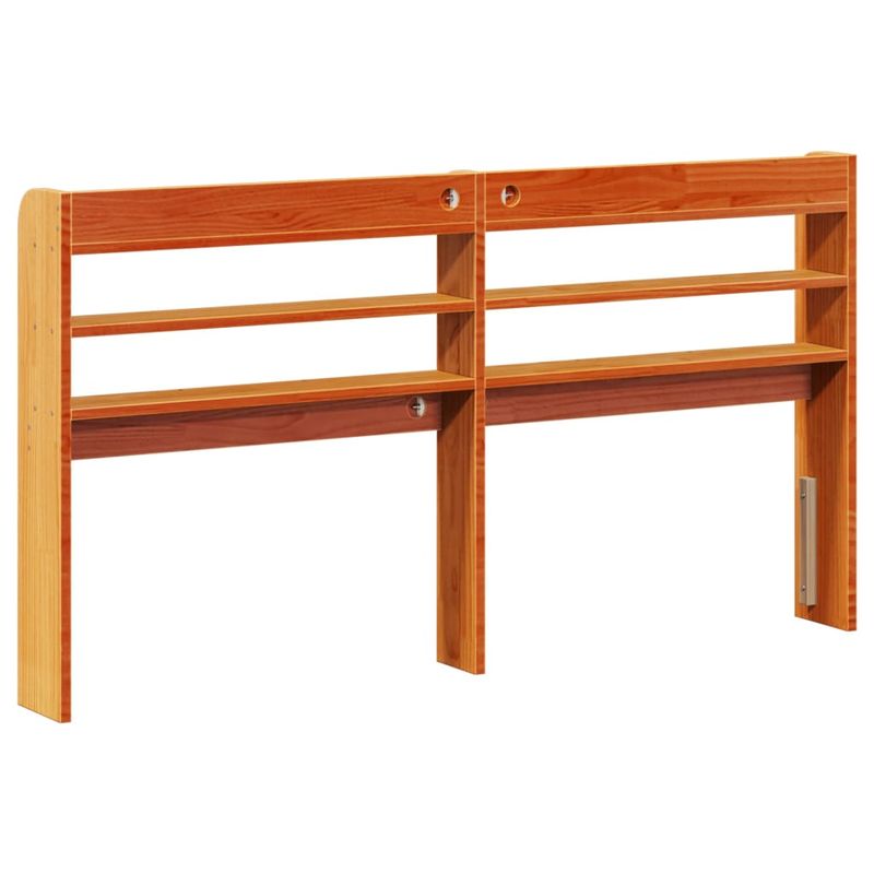 Casa si Gradina - Mobilier - Paturi si accesorii - Accesorii paturi - Tablie de pat cu rafturi, maro ceruit, 140 cm, lemn masiv pin, mărime 150x16x82 cm - Infinity.ro