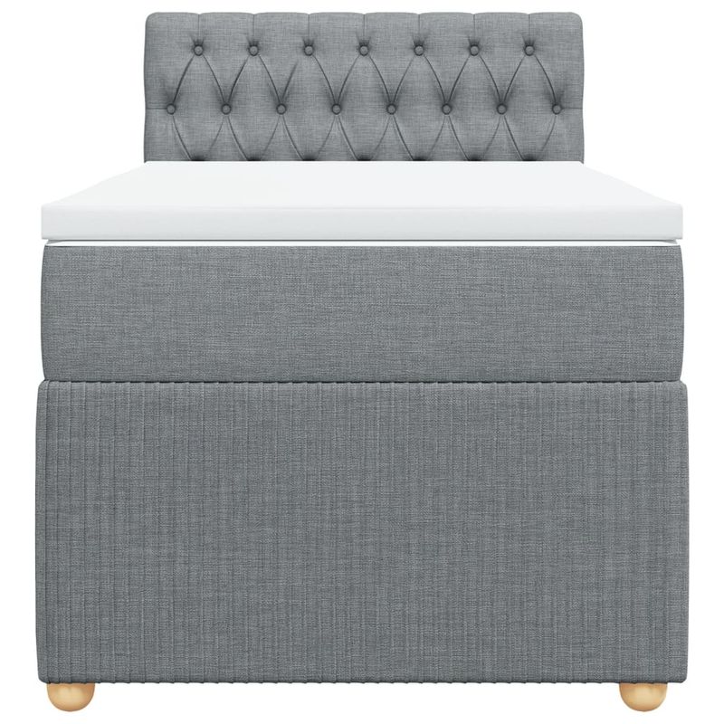 Casa si Gradina - Mobilier - Paturi si accesorii - Paturi - Pat box spring cu saltea, gri deschis, 90x190 cm, textil - Infinity.ro