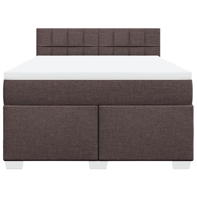 Casa si Gradina - Mobilier - Paturi si accesorii - Paturi - Pat box spring cu saltea, maro inchis, 140x200 cm, textil - Infinity.ro