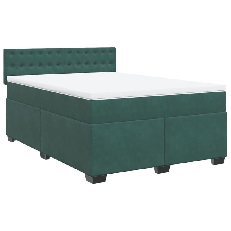 Casa si Gradina - Mobilier - Paturi si accesorii - Paturi - Pat box spring cu saltea, verde inchis, 160x200 cm, catifea - Infinity.ro