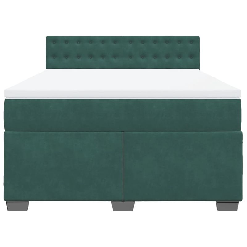 Casa si Gradina - Mobilier - Paturi si accesorii - Paturi - Pat box spring cu saltea, verde inchis, 160x200 cm, catifea - Infinity.ro