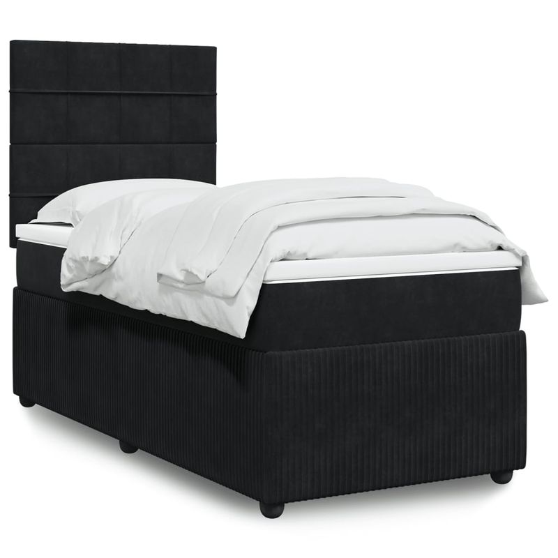 Casa si Gradina - Mobilier - Paturi si accesorii - Paturi - Pat box spring cu saltea, negru, 100x200 cm, catifea - Infinity.ro