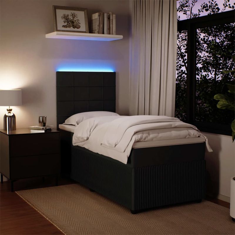Casa si Gradina - Mobilier - Paturi si accesorii - Paturi - Pat box spring cu saltea, negru, 100x200 cm, catifea - Infinity.ro