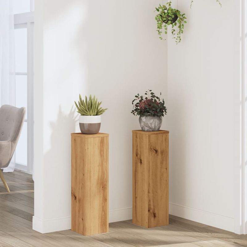 Casa si Gradina - Gradinarit si plante - Plante si ghivece - Ghivece si suporturi - Suporturi de plante, 2 buc., stejar artizanal, 17x17x60cm, lemn - Infinity.ro