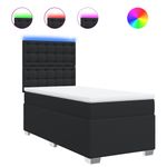 Casa si Gradina - Mobilier - Paturi si accesorii - Paturi - Pat cu arcuri cu saltea, negru, de o persoana, piele ecologica - Infinity.ro