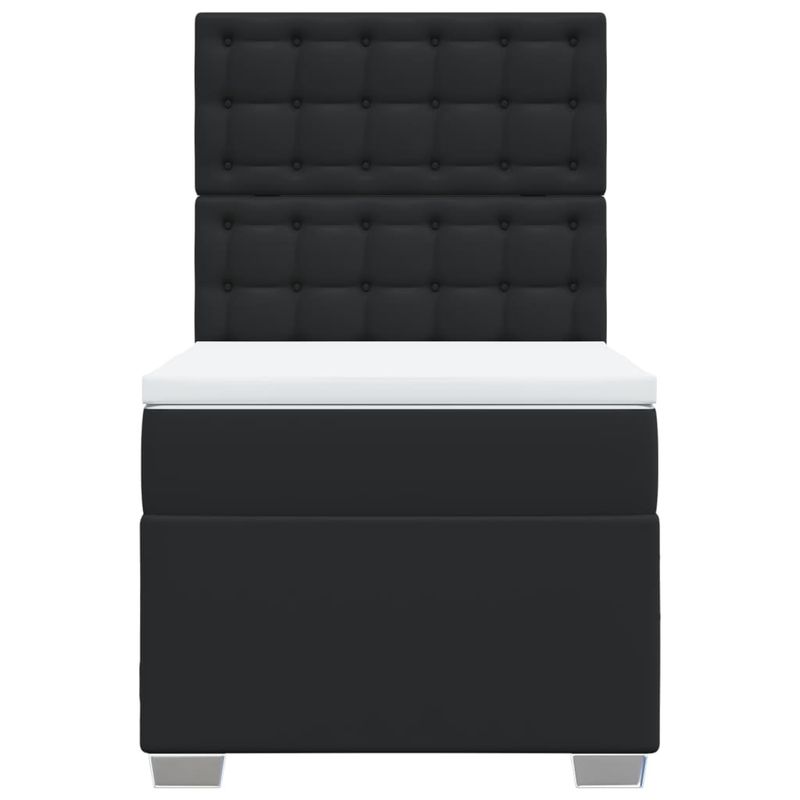 Casa si Gradina - Mobilier - Paturi si accesorii - Paturi - Pat cu arcuri cu saltea, negru, de o persoana, piele ecologica - Infinity.ro