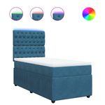 Casa si Gradina - Mobilier - Paturi si accesorii - Paturi - Pat box spring cu saltea, albastru, 90x190 cm, catifea - Infinity.ro