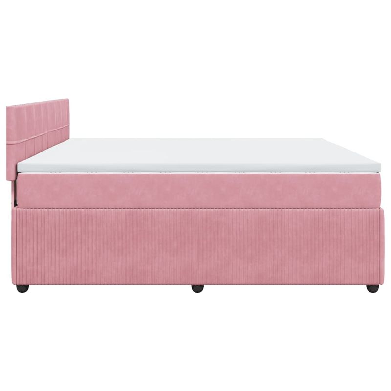 Casa si Gradina - Mobilier - Paturi si accesorii - Paturi - Pat box spring cu saltea, roz, 200x200 cm, catifea - Infinity.ro