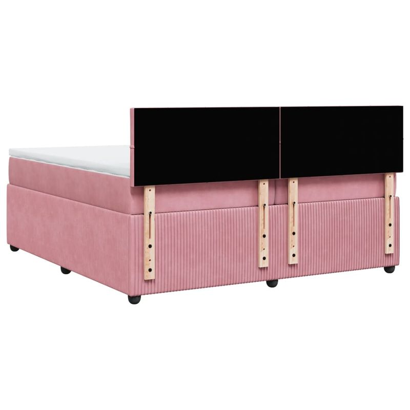 Casa si Gradina - Mobilier - Paturi si accesorii - Paturi - Pat box spring cu saltea, roz, 200x200 cm, catifea - Infinity.ro