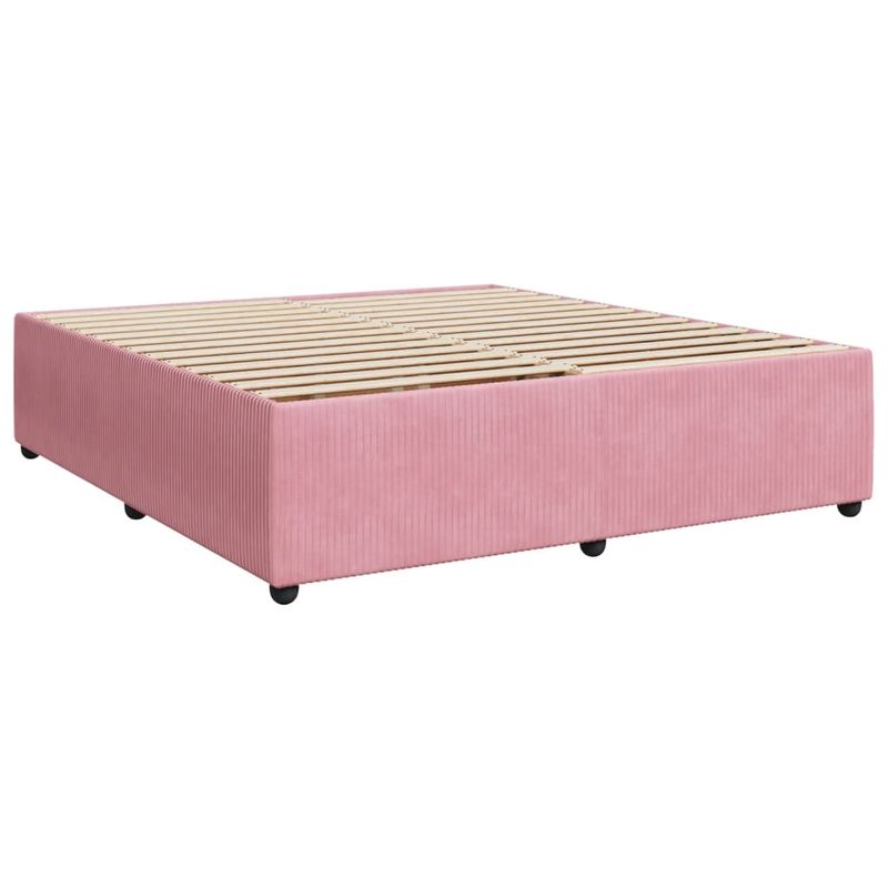 Casa si Gradina - Mobilier - Paturi si accesorii - Paturi - Pat box spring cu saltea, roz, 200x200 cm, catifea - Infinity.ro