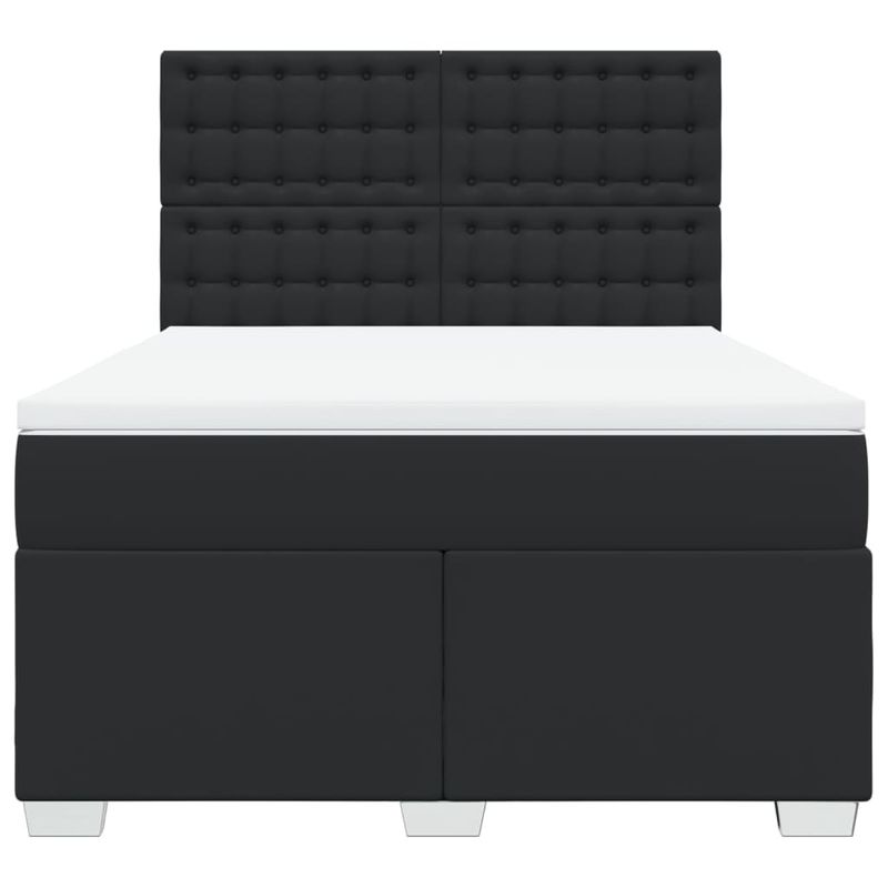 Casa si Gradina - Mobilier - Paturi si accesorii - Paturi - Pat box spring cu saltea, negru, 140x190 cm, piele ecologica - Infinity.ro