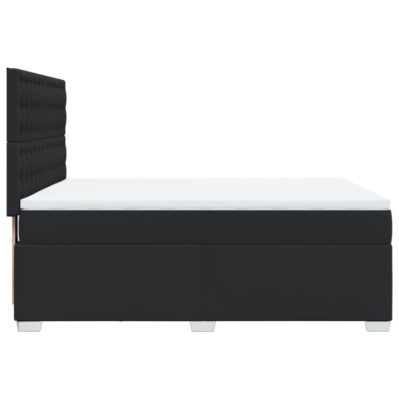 Casa si Gradina - Mobilier - Paturi si accesorii - Paturi - Pat box spring cu saltea, negru, 140x190 cm, piele ecologica - Infinity.ro