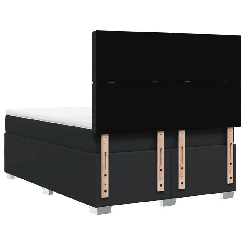 Casa si Gradina - Mobilier - Paturi si accesorii - Paturi - Pat box spring cu saltea, negru, 140x190 cm, piele ecologica - Infinity.ro