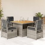 Casa si Gradina - Gradina si terasa - Mobilier exterior - Seturi mobila gradina - Set mobilier de gradina cu perne, 5 piese, gri, poliratan - Infinity.ro