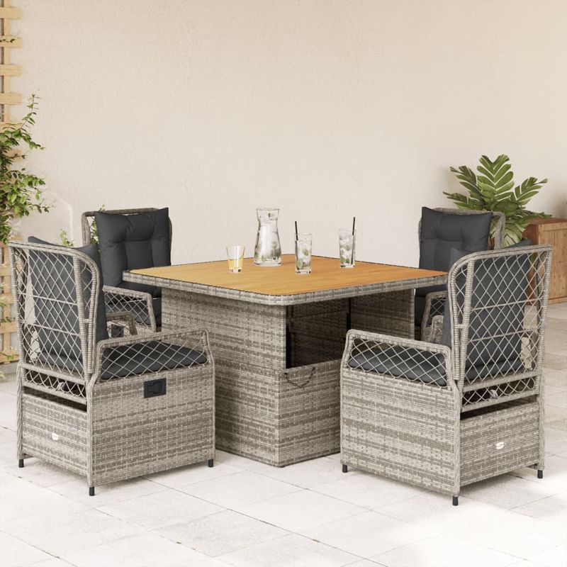 Casa si Gradina - Gradina si terasa - Mobilier exterior - Seturi mobila gradina - Set mobilier de gradina cu perne, 5 piese, gri, poliratan - Infinity.ro