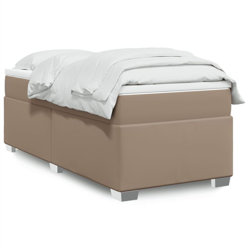 Casa si Gradina - Mobilier - Paturi si accesorii - Paturi - Pat box spring cu saltea, cappuccino, 80x200 cm piele ecologica - Infinity.ro