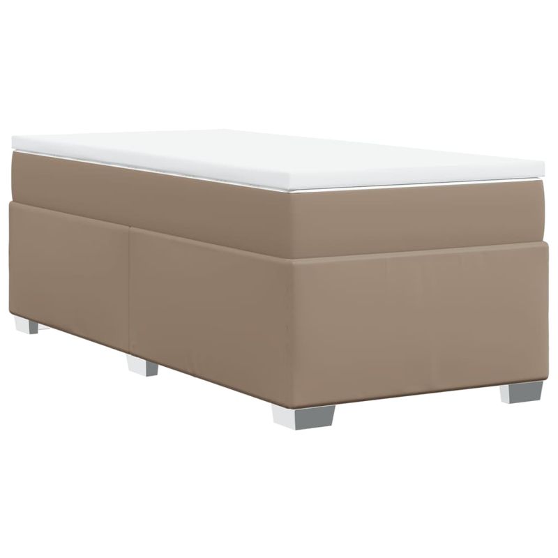 Casa si Gradina - Mobilier - Paturi si accesorii - Paturi - Pat box spring cu saltea, cappuccino, 80x200 cm piele ecologica - Infinity.ro