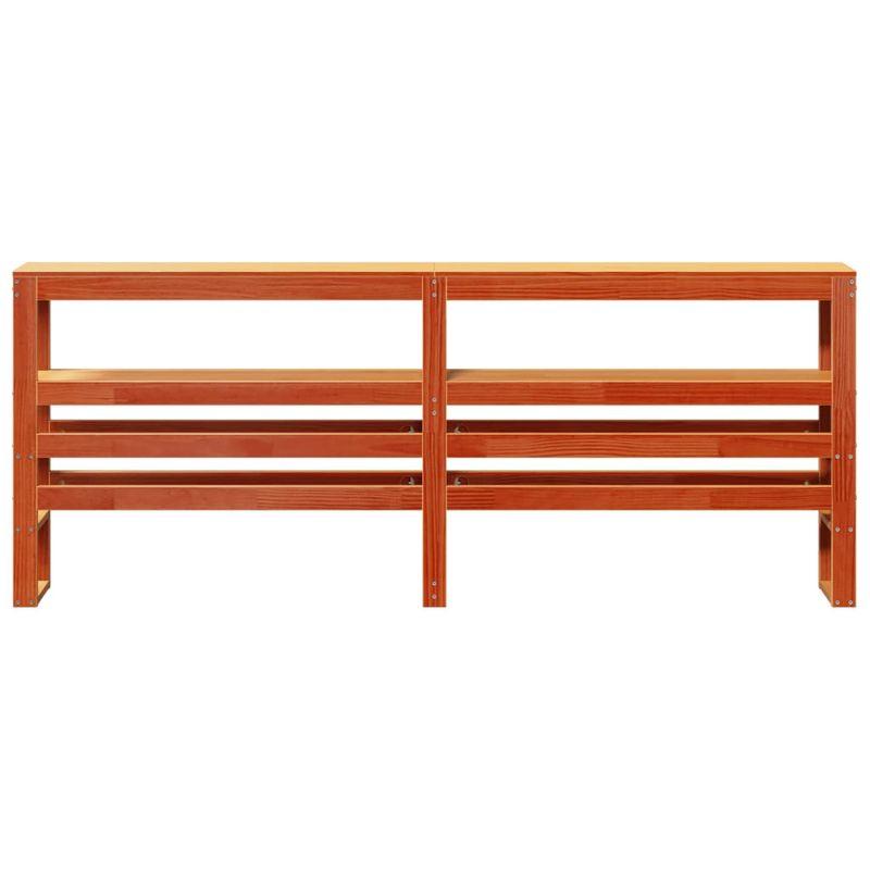 Casa si Gradina - Mobilier - Paturi si accesorii - Accesorii paturi - Tablie de pat cu rafturi, maro ceruit, 200 cm, lemn masiv pin, mărime 206x19x82 cm - Infinity.ro