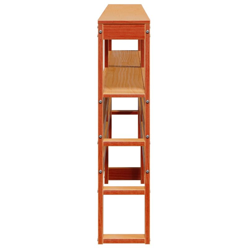 Casa si Gradina - Mobilier - Paturi si accesorii - Accesorii paturi - Tablie de pat cu rafturi, maro ceruit, 200 cm, lemn masiv pin, mărime 206x19x82 cm - Infinity.ro