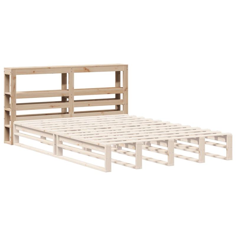 Casa si Gradina - Mobilier - Paturi si accesorii - Accesorii paturi - Tablie de pat cu rafturi, 150 cm, lemn masiv de pin, natural, mărime 156x19x82 cm - Infinity.ro