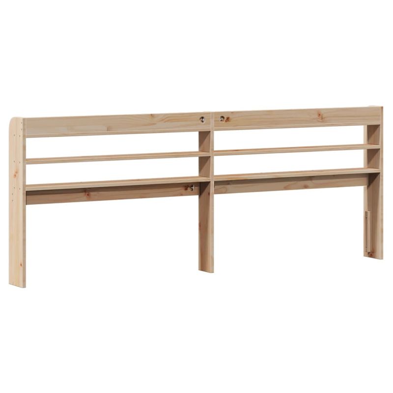 Casa si Gradina - Mobilier - Paturi si accesorii - Accesorii paturi - Tablie de pat cu rafturi, 200 cm, lemn masiv de pin, natural, mărime 210x16x82 cm - Infinity.ro