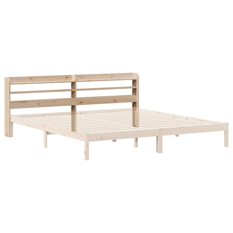 Casa si Gradina - Mobilier - Paturi si accesorii - Accesorii paturi - Tablie de pat cu rafturi, 200 cm, lemn masiv de pin, natural, mărime 210x16x82 cm - Infinity.ro
