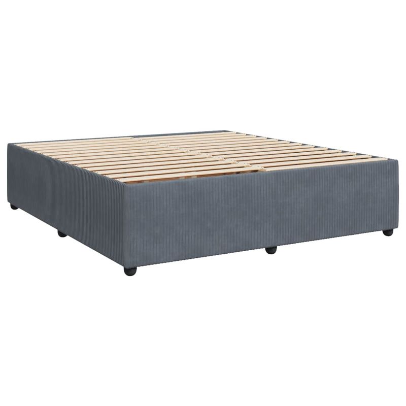 Casa si Gradina - Mobilier - Paturi si accesorii - Paturi - Pat box spring cu saltea, gri inchis, 200x200 cm, catifea - Infinity.ro