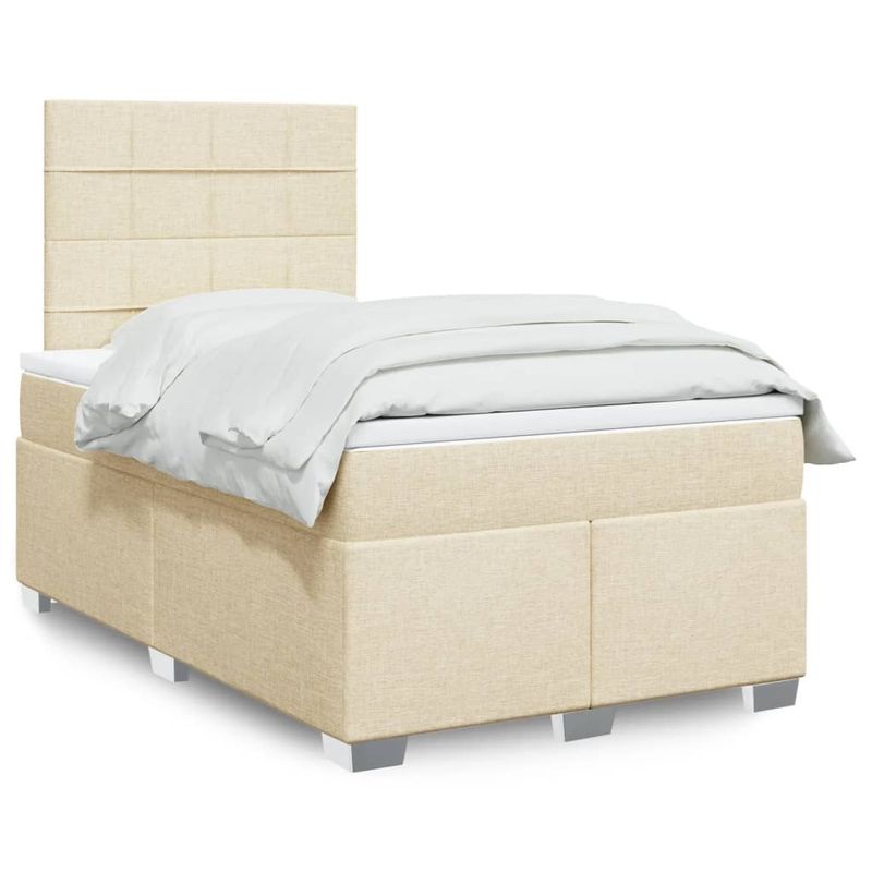 Casa si Gradina - Mobilier - Paturi si accesorii - Paturi - Pat continental cu saltea, crem, 120x190 cm, textil - Infinity.ro