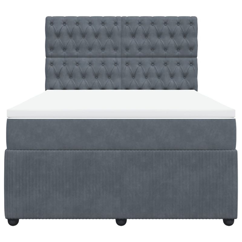 Casa si Gradina - Mobilier - Paturi si accesorii - Paturi - Pat box spring cu saltea, gri inchis, 140x190 cm, catifea - Infinity.ro