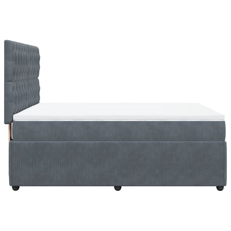 Casa si Gradina - Mobilier - Paturi si accesorii - Paturi - Pat box spring cu saltea, gri inchis, 140x190 cm, catifea - Infinity.ro
