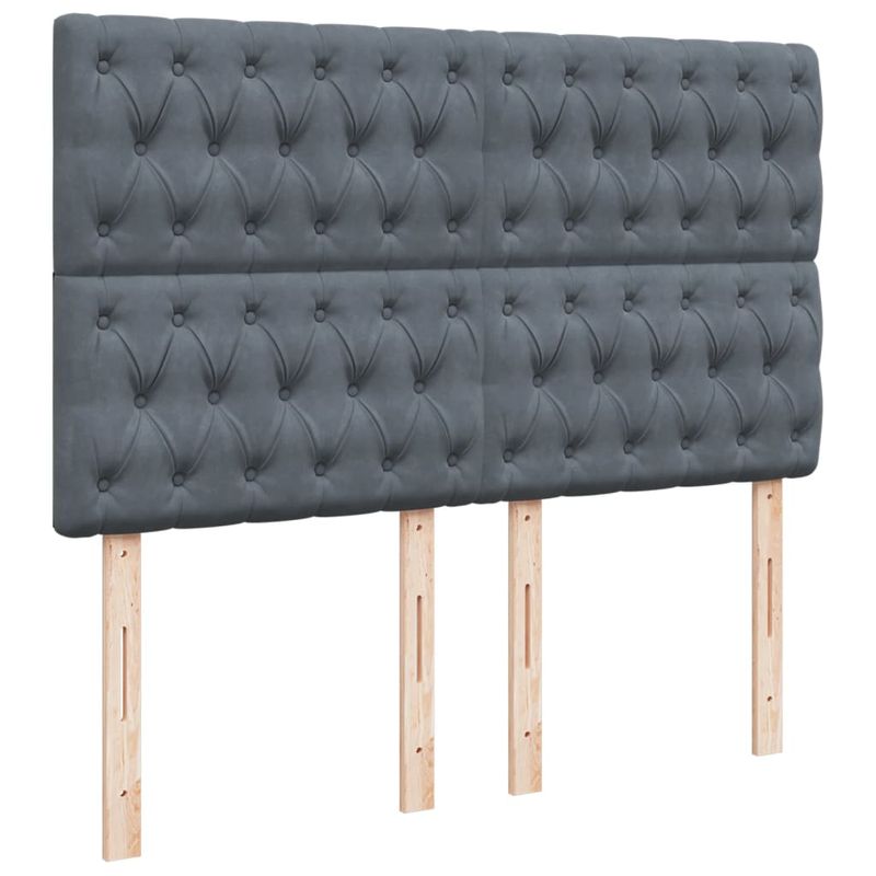 Casa si Gradina - Mobilier - Paturi si accesorii - Paturi - Pat box spring cu saltea, gri inchis, 140x190 cm, catifea - Infinity.ro