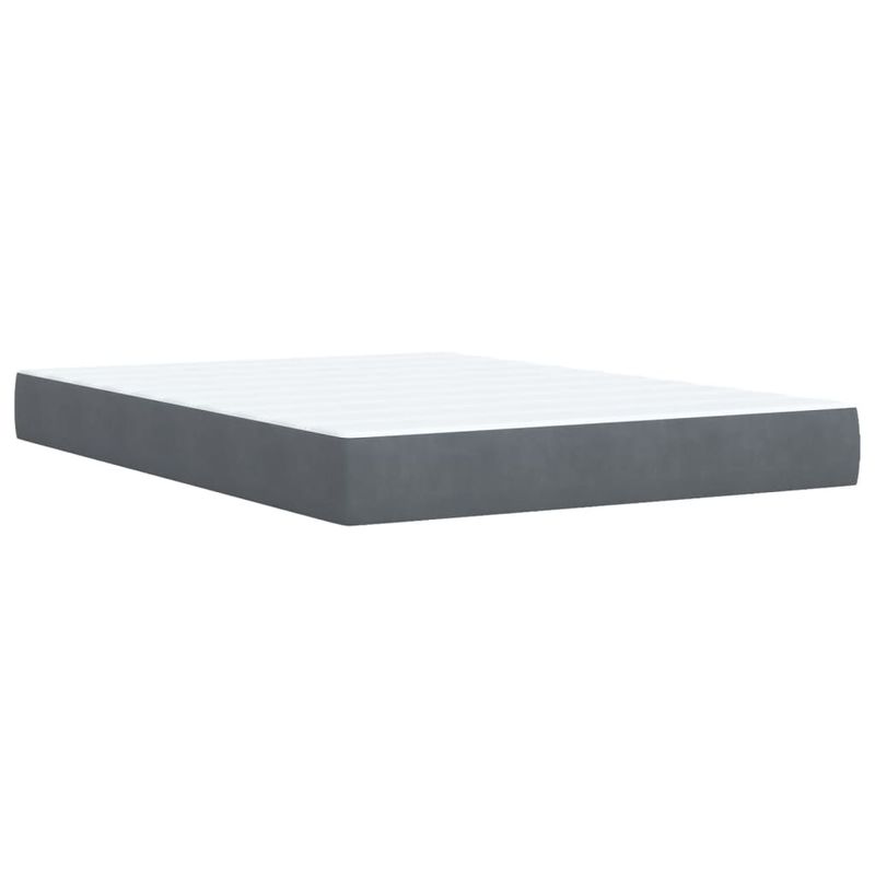 Casa si Gradina - Mobilier - Paturi si accesorii - Paturi - Pat box spring cu saltea, gri inchis, 140x190 cm, catifea - Infinity.ro