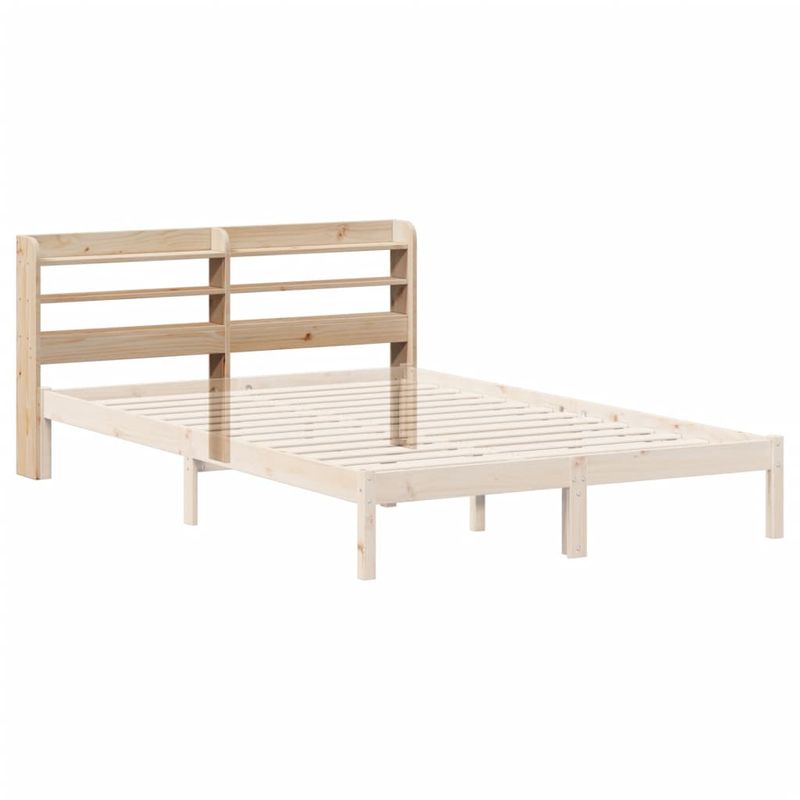 Casa si Gradina - Mobilier - Paturi si accesorii - Accesorii paturi - Tablie de pat cu rafturi, 140 cm, lemn masiv de pin, natural, mărime 150x16x82 cm - Infinity.ro
