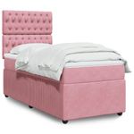 Casa si Gradina - Mobilier - Paturi si accesorii - Paturi - Pat box spring cu saltea, roz, 80x200 cm, catifea - Infinity.ro