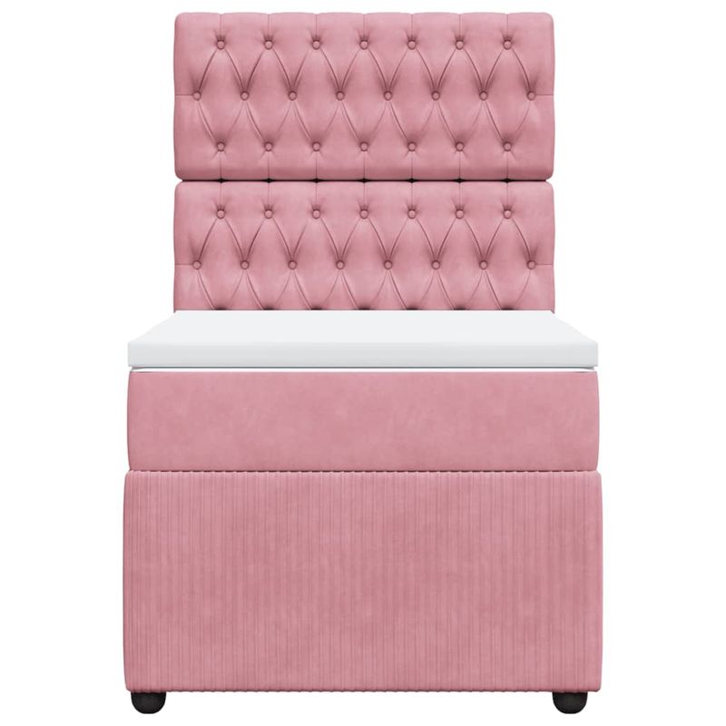 Casa si Gradina - Mobilier - Paturi si accesorii - Paturi - Pat box spring cu saltea, roz, 80x200 cm, catifea - Infinity.ro