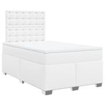 Casa si Gradina - Mobilier - Paturi si accesorii - Paturi - Pat box spring cu saltea, alb, 120x200 cm, piele ecologica - Infinity.ro