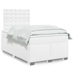 Casa si Gradina - Mobilier - Paturi si accesorii - Paturi - Pat box spring cu saltea, alb, 120x200 cm, piele ecologica - Infinity.ro