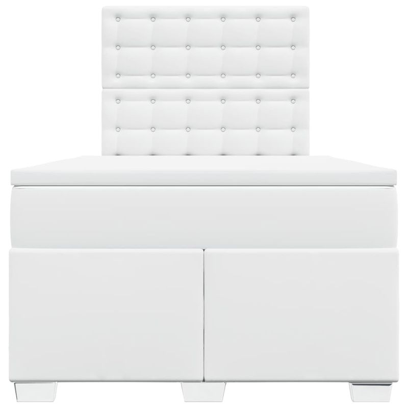 Casa si Gradina - Mobilier - Paturi si accesorii - Paturi - Pat box spring cu saltea, alb, 120x200 cm, piele ecologica - Infinity.ro