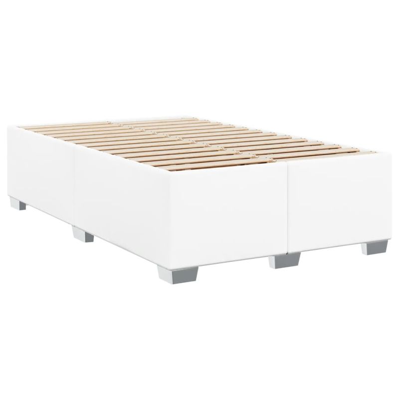 Casa si Gradina - Mobilier - Paturi si accesorii - Paturi - Pat box spring cu saltea, alb, 120x200 cm, piele ecologica - Infinity.ro