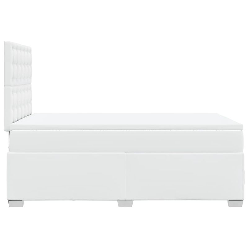 Casa si Gradina - Mobilier - Paturi si accesorii - Paturi - Pat box spring cu saltea, alb, 120x200 cm, piele ecologica - Infinity.ro