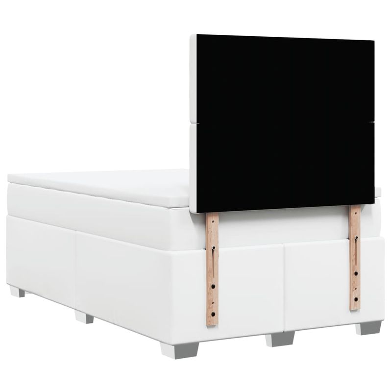 Casa si Gradina - Mobilier - Paturi si accesorii - Paturi - Pat box spring cu saltea, alb, 120x200 cm, piele ecologica - Infinity.ro