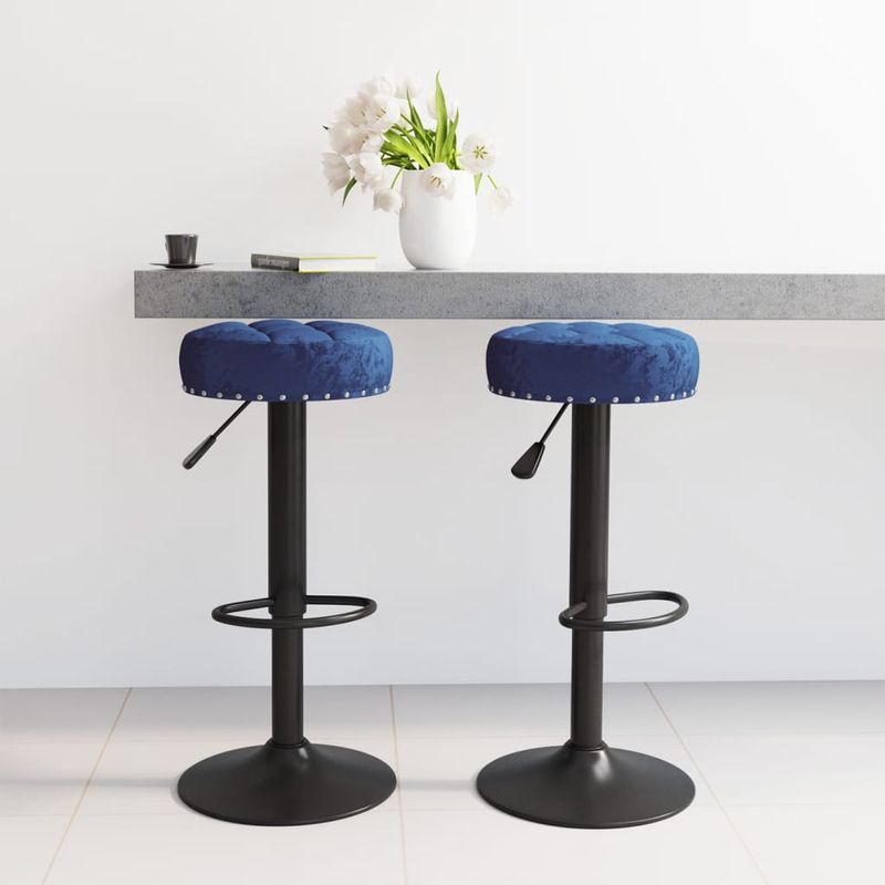 Casa si Gradina - Mobilier - Scaune si fotolii - Scaune - Scaune de bar, 2 buc., albastru, catifea - Infinity.ro