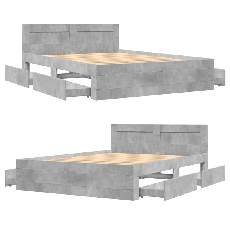 Casa si Gradina - Mobilier - Paturi si accesorii - Paturi - Cadru de pat cu tablie gri beton 120x190 cm lemn prelucrat - Infinity.ro