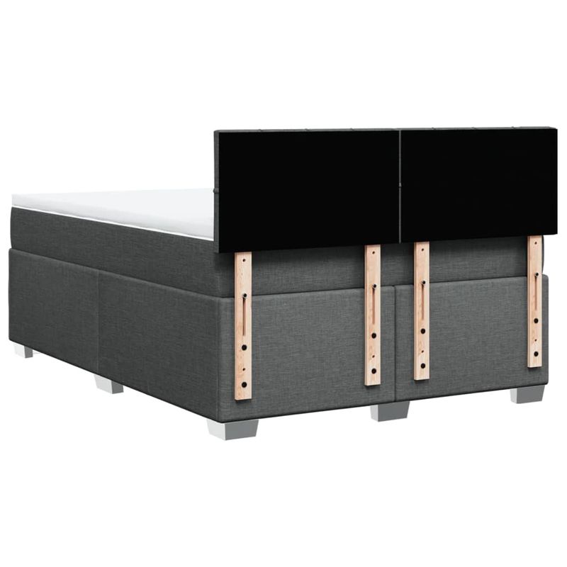 Casa si Gradina - Mobilier - Paturi si accesorii - Paturi - Pat box spring cu saltea, gri inchis, 140x190 cm, textil - Infinity.ro