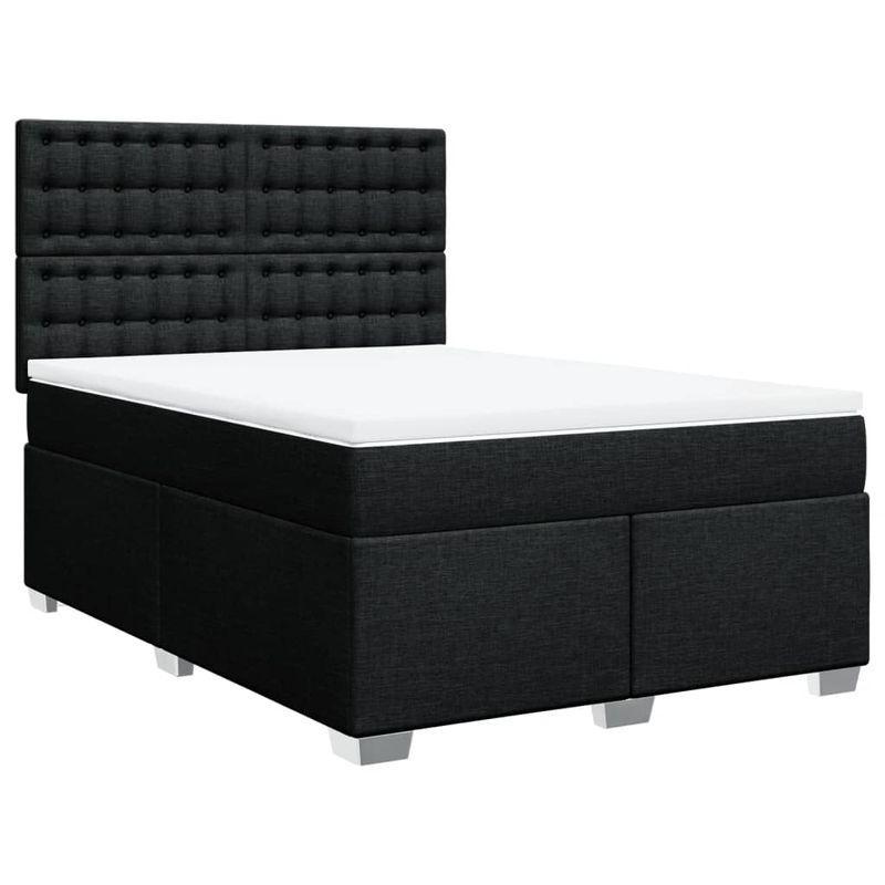 Casa si Gradina - Mobilier - Paturi si accesorii - Paturi - Pat box spring cu saltea, negru, 140x190 cm, textil - Infinity.ro