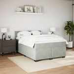 Casa si Gradina - Mobilier - Paturi si accesorii - Paturi - Pat box spring cu saltea, gri deschis, 160x200 cm, catifea - Infinity.ro