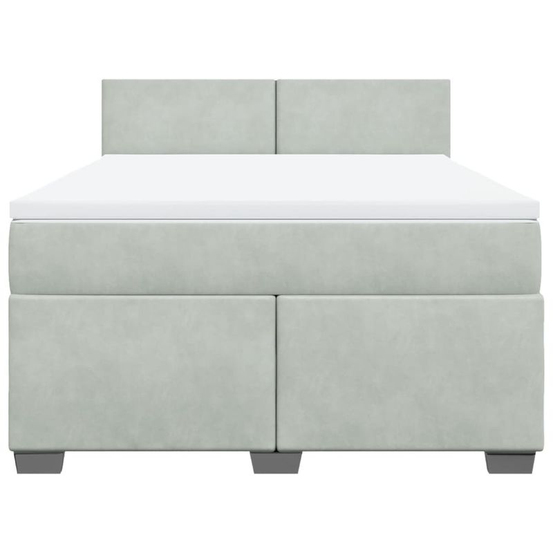 Casa si Gradina - Mobilier - Paturi si accesorii - Paturi - Pat box spring cu saltea, gri deschis, 160x200 cm, catifea - Infinity.ro