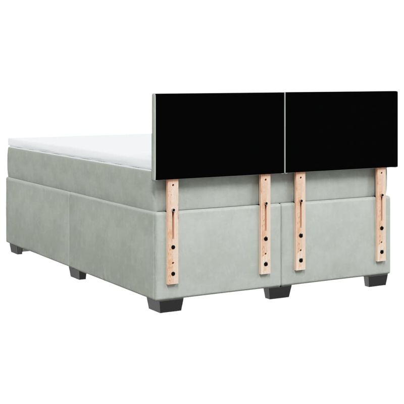 Casa si Gradina - Mobilier - Paturi si accesorii - Paturi - Pat box spring cu saltea, gri deschis, 160x200 cm, catifea - Infinity.ro