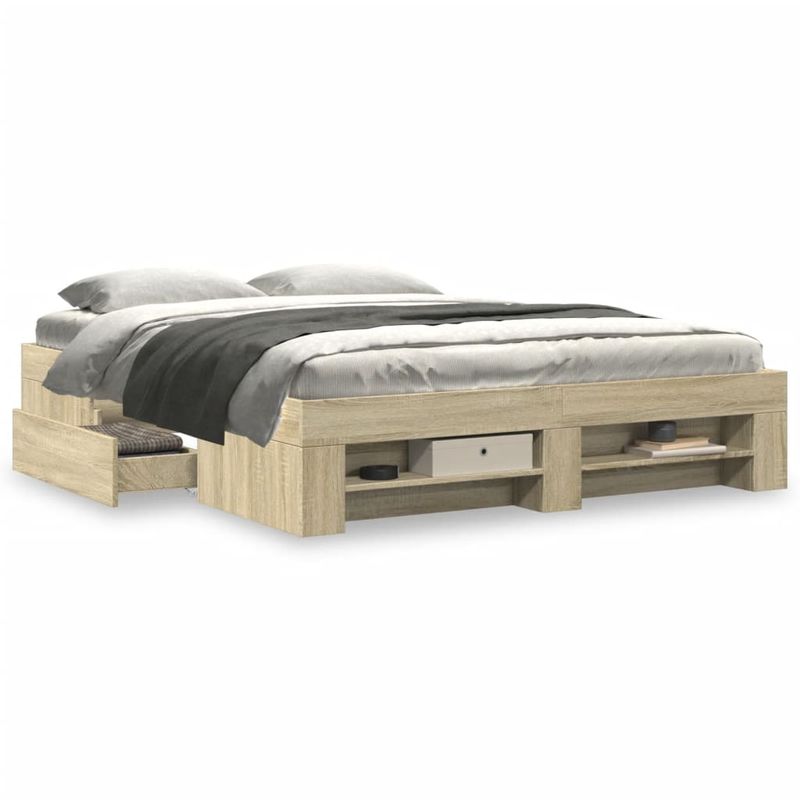 Casa si Gradina - Mobilier - Paturi si accesorii - Paturi - Cadru de pat, stejar sonoma, 160x200 cm, lemn prelucrat - Infinity.ro