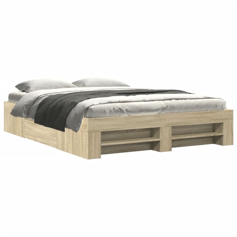 Casa si Gradina - Mobilier - Paturi si accesorii - Paturi - Cadru de pat, stejar sonoma, 160x200 cm, lemn prelucrat - Infinity.ro